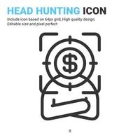 head hunting ikon vektor med dispositionsstil isolerad på vit bakgrund. vektor illustration rekrytering tecken symbol ikon koncept för företag, finans, industri, företag, webb, appar och projekt