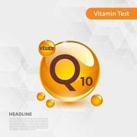 Vitamin Q10 Sonnensymbol-Sammlungssatz, Körpercholecalciferol. goldener Tropfen Vitaminkomplex Tropfen. medizinisch für Heidevektorillustration vektor