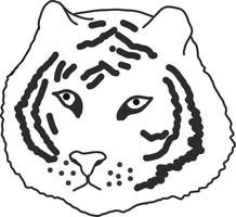 Tiger-Symbol, Aufkleber, Poster. Skizze handgezeichneten Doodle-Stil. minimalismus, monochrom. Tier wild. Symbol des Jahres 2022 vektor