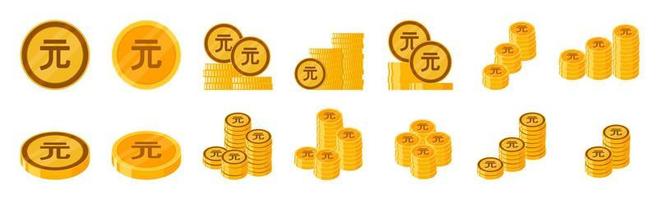 neue Taiwan-Dollar-Münzen-Icon-Set vektor