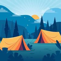 camping läger illustration koncept i naturen vektor