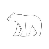 einzelne durchgehende Strichzeichnung eines lustigen süßen Bären für die Identität des Grizzly-Logos. Emblem-Maskottchen-Konzept für das Bärensymbol. trendige Vektorgrafik mit einer Linie zeichnen Design vektor