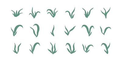 Sammlung von Silhouettenpflanzen Algenalgen Wasserpflanzengras für das Aquarium. isolierte handgezeichnete Vektorgrafik im Doodle-Stil. vektor