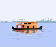 Kerala i södra Indien husbåt i bakvatten vektor