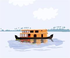 Kerala in Südindien Hausboot im Backwater-Vektor vektor