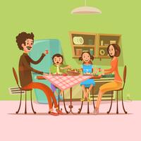 Familie, die Mahlzeit-Illustration hat vektor