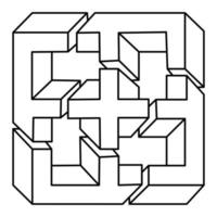 omöjlig optisk illusion form. helig geometri. optiska konstobjekt. omöjlig figur. vektor