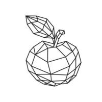 låg poly illustration av ett välsmakande äpple. vektor. konturritning. retrostil. bakgrund, symbol, emblem för interiören. affärsmetafor. vektor