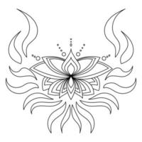 zen lotus med lockar och vågor, kontur symbolisk blomma för design vektor