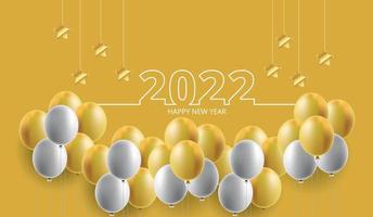 Frohes neues Jahr 2022 mit flachem Liniendesign, Ballondesign vektor