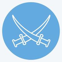 ikon två svärd - blå ögon stil - enkel illustration vektor