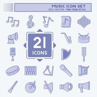 Icon Set Musik - zweifarbiger Stil - einfache Illustration, gut für Drucke, Ankündigungen usw vektor