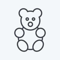 ikon uppstoppad björn - linjestil - enkel illustration vektor