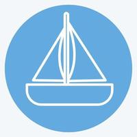 ikon leksaksbåt - blå ögon stil - enkel illustration vektor