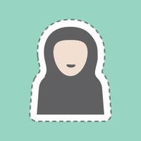 Aufkleber islamische Frau - Linienschnitt - einfache Illustration vektor