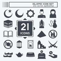 ikonuppsättning islamiska - glyf stil - enkel illustration vektor