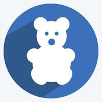 ikon uppstoppad björn - lång skugga stil - enkel illustration vektor