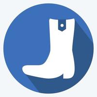 icon cowboy boot - lång skugga stil - enkel illustration, bra för utskrifter, meddelanden, etc vektor