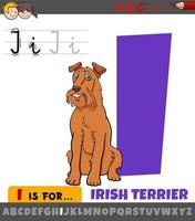 Buchstabe i aus dem Alphabet mit Irish Terrier Zeichentrickfigur vektor