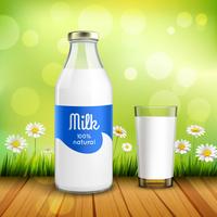 Flasche und Glas Milch vektor
