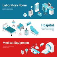 Hospital Medical Equipment Flat Banners Set vektor