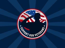 Abzeichen Design Label Veteranen Tag mit Respekt Armee uns Flagge vektor