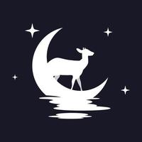 Illustration Vektorgrafik von Hirschen mit Mondhintergrund. perfekt für T-Shirt oder Event vektor