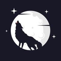 illustration vektorgrafik av varg med månen bakgrund. perfekt att använda till t-shirt eller event vektor