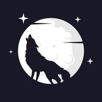 Illustration Vektorgrafik von Wolf mit Mondhintergrund. perfekt für T-Shirt oder Event vektor