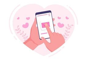 Liebesbrief Hintergrund flache Illustration für Botschaften der Liebesbrüderschaft oder Freundschaft in rosa Farbe, die normalerweise am Valentinstag in einem Umschlag oder einer Grußkarte gegeben wird