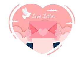 Liebesbrief Hintergrund flache Illustration für Botschaften der Liebesbrüderschaft oder Freundschaft in rosa Farbe, die normalerweise am Valentinstag in einem Umschlag oder einer Grußkarte gegeben wird