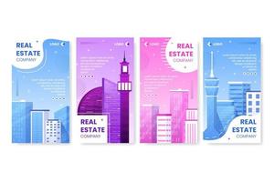 Immobilieninvestitionsgeschichten Vorlage flaches Design, bearbeitbar mit quadratischem Hintergrund, geeignet für Social Media, Grußkarten und Web-Internet-Anzeigen vektor