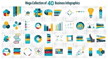 Sammlung von 40 Infografik-Vorlagen für Geschäftsvektorillustrationen vektor