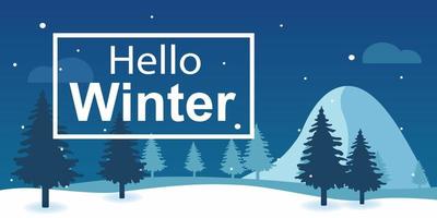 hallo winter.winterlandschaft illustration.flat design vektor