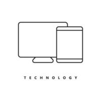 Abbildung Vektorgrafik der Linie Smartphone und Monitor-Logo. perfekt für Technologieunternehmen zu verwenden vektor