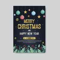 god jul och gott nytt år party flygblad eller affisch designmall vektor