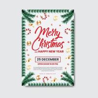 Frohe Weihnachten und ein glückliches neues Jahr Party Flyer oder Poster Design-Vorlage vektor