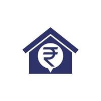 Haus zum Verkauf Symbol mit einer Rupie vektor