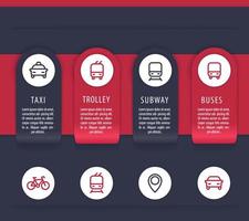 Infografik-Elemente für den Stadtverkehr, Präsentationsvorlage für öffentliche Verkehrsmittel, Vektorillustration vektor