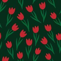 Tulpe nahtlose Vektormuster. Frühlingsblumen einfache, stilvolle Wiederholungstextur zum Verpacken, Webseitenhintergrund, Muttertag, Grußkarte zum Frauentag, Stoffe, Wohnkultur, Scrapbooking vektor