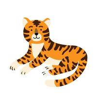 Vektor-Illustration eines Ingwer-gestreiften Tigers. Symbol des chinesischen Feiertags, Zeichen des neuen Jahres 2022. Thema Tierwelt und Fauna, Katzendschungel, Maskottchen der wilden Säugetiere vektor