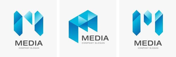 Buchstabe m Konzept Medientechnologie Logo Design Vektor