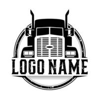 Logo der LKW-Firma. 18 Wheeler Truck Abzeichen Konzept Logo Vektor isoliert. eps 10-Datei. fertige Logo-Vorlage Set Vektor isoliert