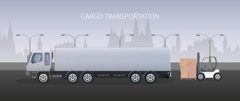 Frachtbanner. großer weißer LKW. das Konzept des Transports, der Lieferung und der Logistik von Waren. Vektor. vektor