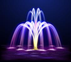 Ljus Night Fountain Realistic Illustration vektor
