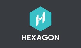 hexagon logotyp med h bokstav, h bokstav logotyp med hexagon. vektor