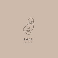 vektor minimalt ansikte, linjär konstnärlig logotyp. socialt nät, emblem för skönhetssalong och kosmetika - kvinnligt porträtt, vacker kvinnas ansikte - märke för make up artist, mode.