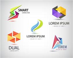 vektor uppsättning logotyp mallar. modern abstrakt enhet, 2 delar kreativa tecken, symboler. designa geometriska element. identitet logotyp koncept