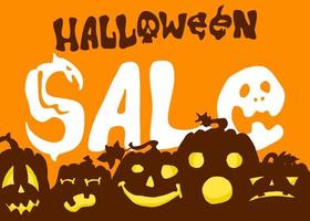 Verkauf Halloween mit Kürbissen auf Gadget-Werbung vektor