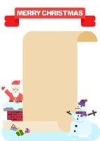 Frohe Weihnachten-Plakat. Weihnachtsmann und Schriftrolle vektor